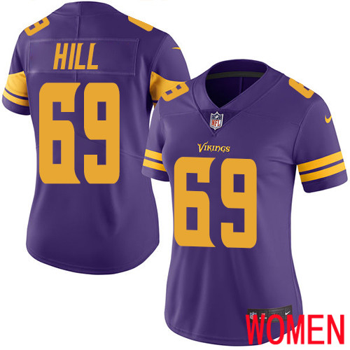 Minnesota Vikings #69 Limited Rashod Hill Purple Nike NFL Women Jersey Rush Vapor Untouchable->women nfl jersey->Women Jersey